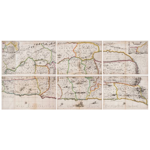 1658 Large Map of the Holy Land by Jansson, Twelve Tribes of Israel in 6 Sheets